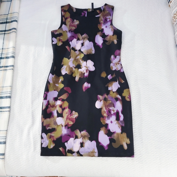 Lori M Dresses & Skirts - LORI M COLLECTION- Black Lavender Floral Sheath Dress